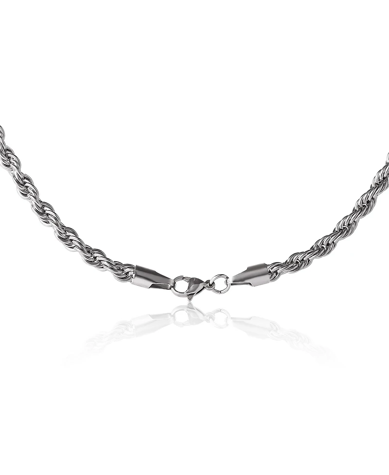 Lucky Brand Stainless Steel Rope Chain Necklace & Bracelet Set - Classic Jewelry for Men
