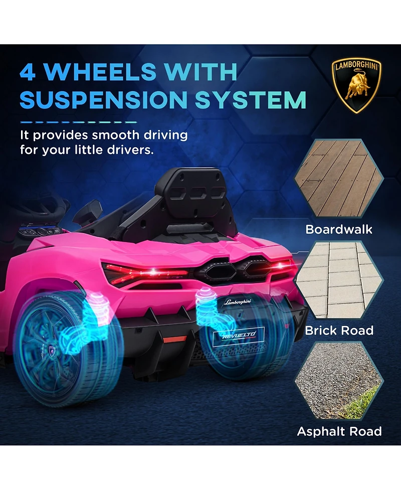 Qaba Lamborghini Revuelto Licensed Kids Ride on Car w/ Suspension,