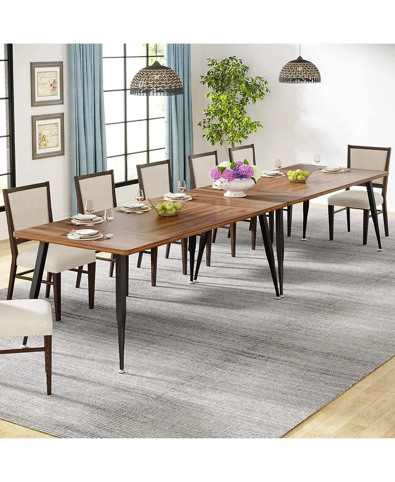 Tribesigns 70.9 Inch Large Dining Table for 6 to 8, Industrial Kitchen Table Furniture with Metal Legs, Modern Faux Wood Rectangular Dinner Table