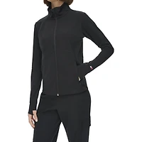 Tommy Hilfiger Women's Cozy Peached Interlock Semi Fitted Mock Neck Jacket