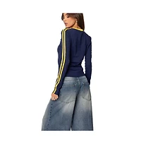 Edikted Womens Brasil Embroidered Long Sleeve T Shirt