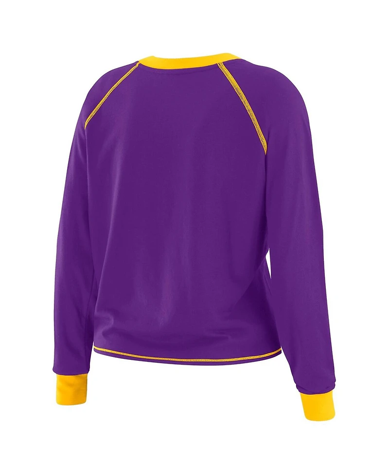 Wear by Erin Andrews Women's Purple Minnesota Vikings Tie-Front Long Sleeve T-Shirt