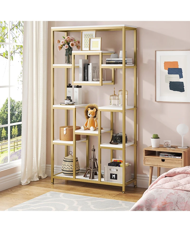 Tribesigns 71” Tall Bookshelf with Metal Frame and Open Display Shelf,Bookcases and Bookshelves