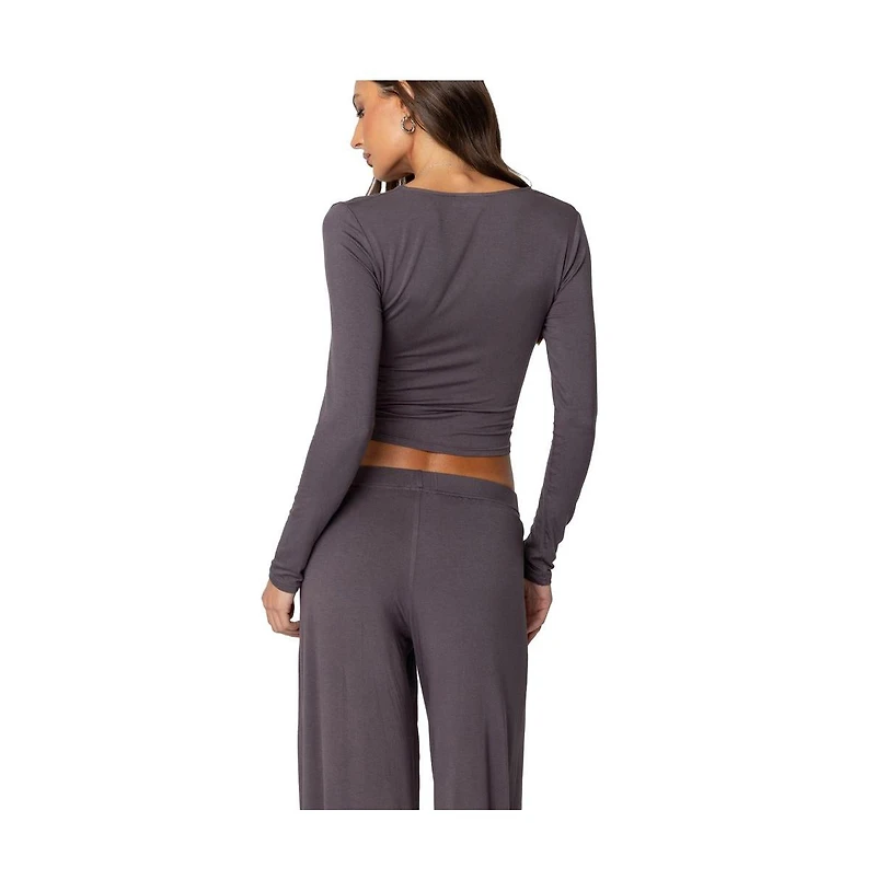 Edikted Womens Kait Henley Top
