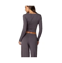 Edikted Womens Kait Henley Top