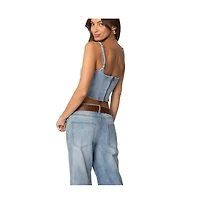 Edikted Womens Tennessee Denim Corset