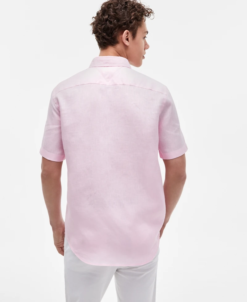 Tommy Hilfiger Men's Short-Sleeve Pigment-Dyed Linen Button-Front Shirt