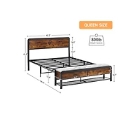 gaomon Queen Size Metal Bed Frame with Rounded Corners, Platform Frame with Storage Bench, Double Bed Frame for Bedroom, No Box Spring Required
