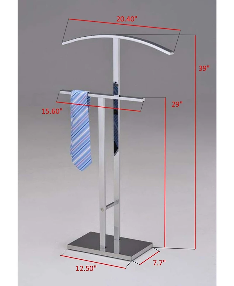 Kings Brand Furniture Dossi Chrome Metal Suit Rack Valet Stand