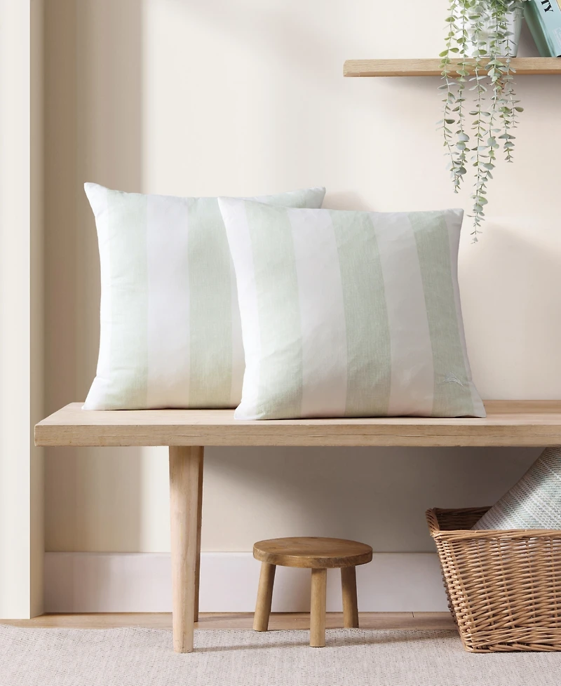 Closeout! Tommy Bahama Home Awning Stripe Cotton Decorative Pillow, 20" x 20"