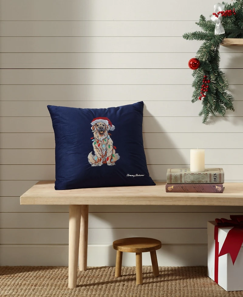 Tommy Bahama Home Holiday Retriever Felt Decorative Pillow, 20" x 20"