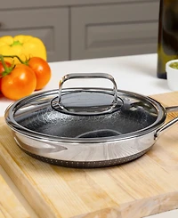 Livwell DiamondClad 8" Hybrid Nonstick Stainless Steel Frying Pan with Tempered Glass Lid