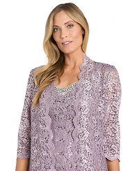 R & M Richards Women's 2 Pc. Sequin-Lace Scalloped Jacket Dress