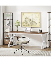 Tribesigns Large Office Computer Desk with Extra Thick Wooden Tabletop and Metal Frame, 63 Inch Executive Desk for Home Office