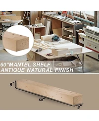 Lovmor Solid Pine Wood Cap-Shelf Mantel Natural