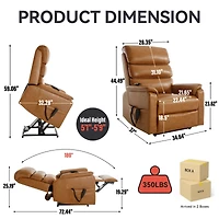 Streamdale Brown Power Lift Recliner with Heat Massage (350 lb)