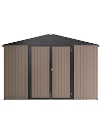 Streamdale Furniture 10' x 10' Metal Storage Shed for Ourdoor, Steel Yard Shed with Design of Lockable Doors, Utility and Tool Storage for Garden, Bac