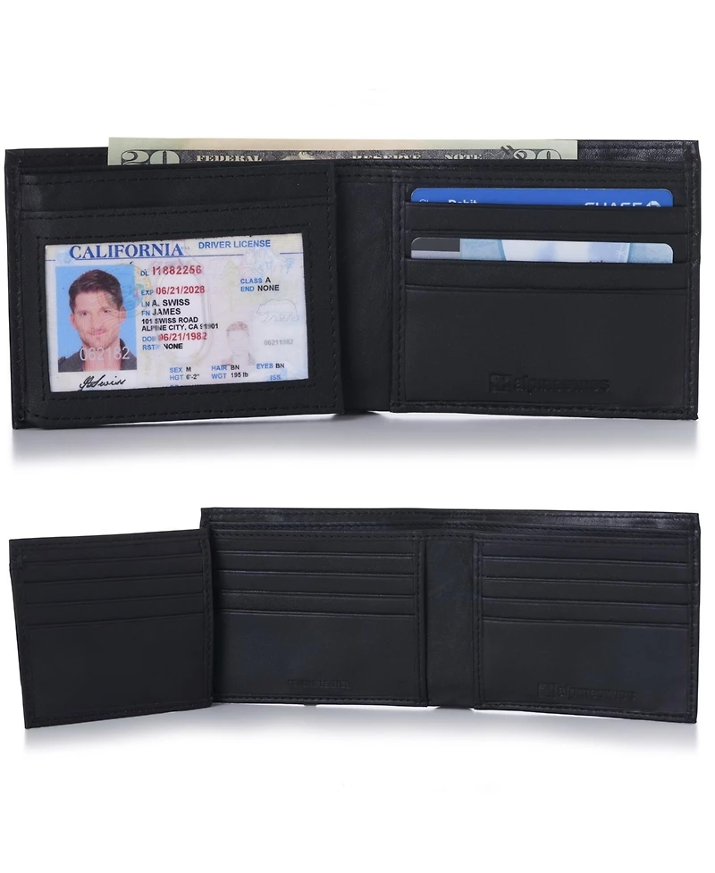 Alpine Swiss Men's Wallet Trifold Bifold Billfolds to choose from Genuine Leather