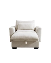 Streamdale Furniture Beige Corduroy Sofa Couch, Modular Couch with Storage Ottoman, Couch Deep Seat Couches for Modern Living Room/Apartment/Office