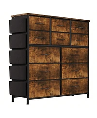 Dresser For Bedroom With 12 Drawer, Dressers & Chests Of Drawers For Hallway, Entryway, Storage Organizer Unit With Fabric, Sturdy Metal Frame, Wood T