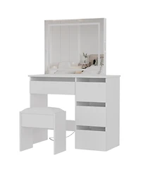 gaomon Vanity Desk, Makeup Vanity Desk, Light Mirror and Power Outlet