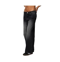 Edikted Womens Petite Magda Low Rise Acid Wash Jeans