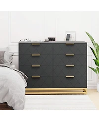 gaomon 8 Drawer Dresser For Bedroom With Deep Drawers, Wide Chest Of Drawers Metal Handles, Large Floor Wood Storage Modern