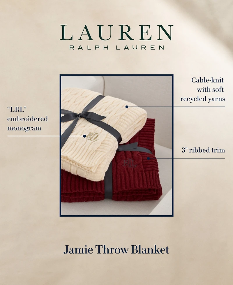 Lauren Ralph Lauren Jamie Cable-Knit Throw, 50" x 60"