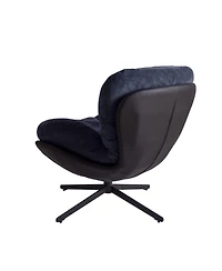 360° Swivel Accent Chair, Modern Chenille Lounge Chair with Faux Leather and Black Metal Base Frame, Comfortable Reading Chair for Small Spaces,