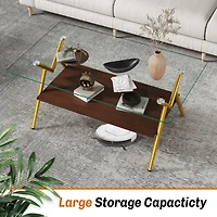 Coffee Table and End tables Set of 3, Tempered Glass Table with Mdf layer, Modern Tables for Living Room, Transparent Glass