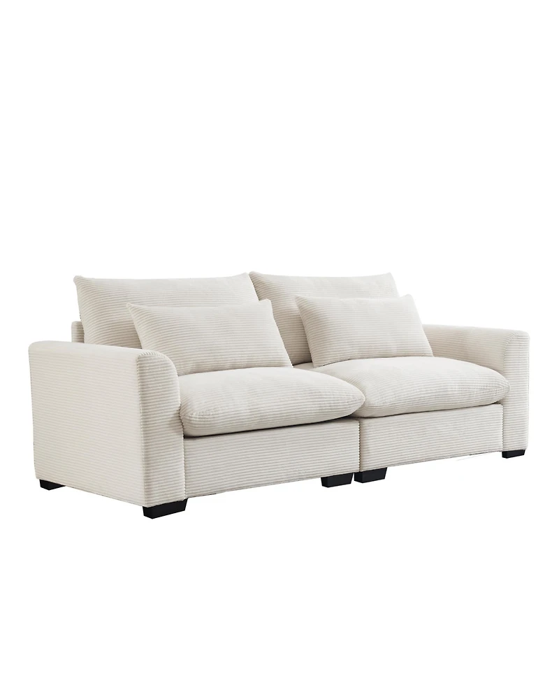 Streamdale Furniture Beige Corduroy Sofa Couch, Deep Seat Couches for Modern Living Room/Apartment/Office