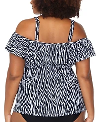 Raisins Curve Trendy Plus Size Tortuga Ruffled Tankini Top