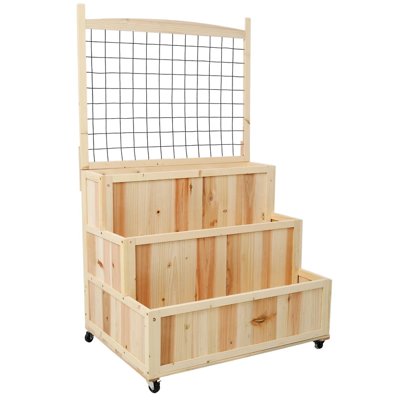 Streamdale 3-Tier Elevated Garden Trellis, Vertical Planter on Wheels