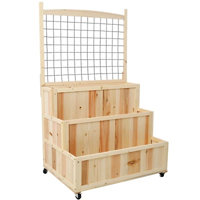 Streamdale 3-Tier Elevated Garden Trellis, Vertical Planter on Wheels