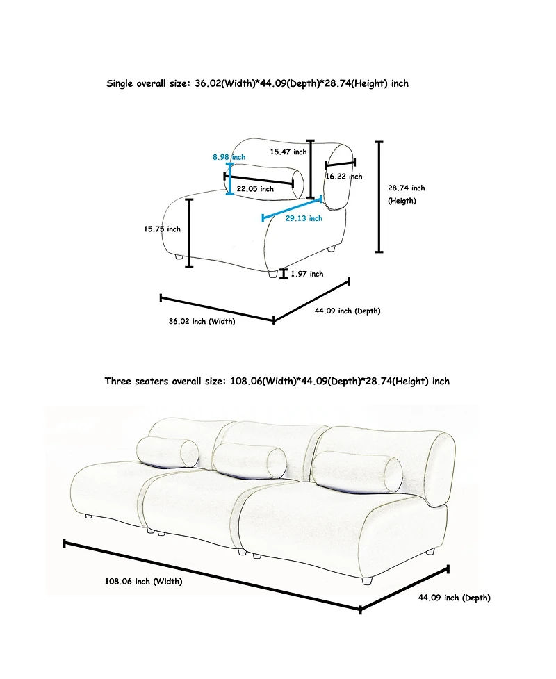 Streamdale Modular Chenille Sofa with Reclining Backrest