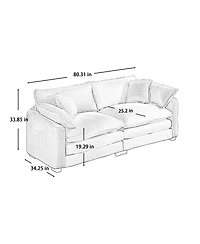 Streamdale Furniture Modern Fabric Living Room Sofa Two Piece Set, Two 2-Seater Sofas with 8 Cushion Upholstery Large Deep Seat Recliner