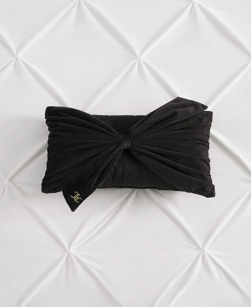 Juicy Couture Velvet Bow Decorative Pillow, 10" x 18"