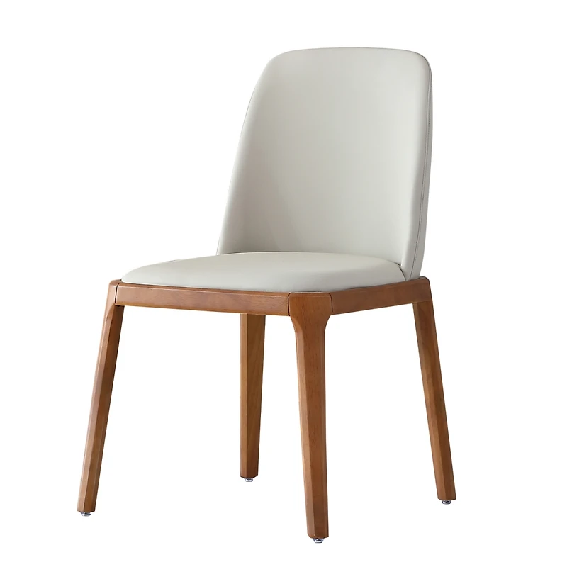Streamdale Modern Pu Leather Dining Chairs with Wooden Legs (Set of 2)