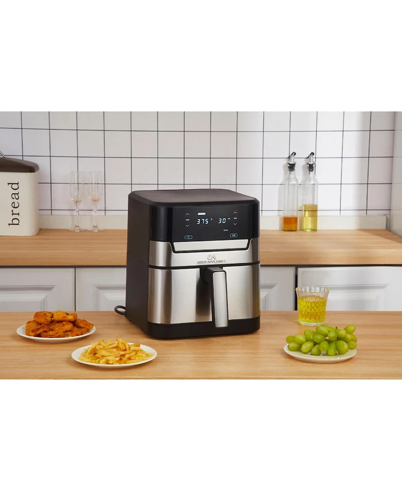 Uber Appliance Air fryer Xl Premium - 7 Quart Stainless Steel - Pfoa/Ptfe Free Ceramic non stick