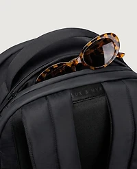 Daily Origami Backpack - 16inch Laptop Bag Black Ultra Satin Nylon Unisex Work and Travel Multi-Compartment