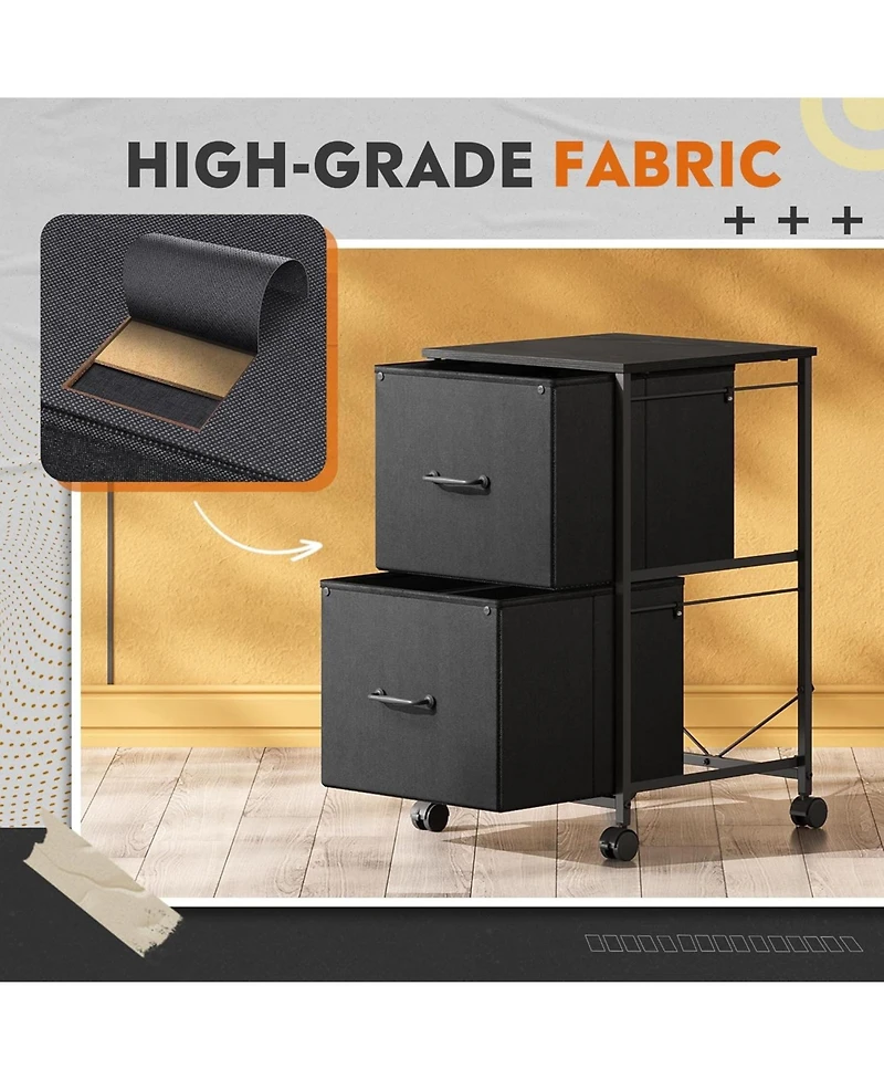 2 Drawer Mobile File Cabinet, Rolling Printer Stand