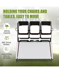 gaomon Folding Table and Chair Cart, Folding Chair Strorage Rack with Cover, Height Adjust, Pvc Lock Wheels, 800 Lbs Capacity for 84 Chair, Heavy Duty