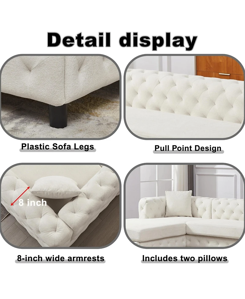 Streamdale 126-inch Modern Chenille U-Sofa with Lounge Seats