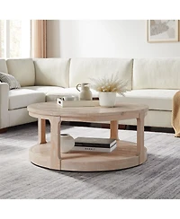 Streamdale Curved 40" Wooden Coffee Table with Wheels