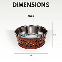 Country Living Set of 2 Stainless Steel Dog Bowls - Farmhouse Style, Durable & Non-Slip, Easy Clean Pet Feeder