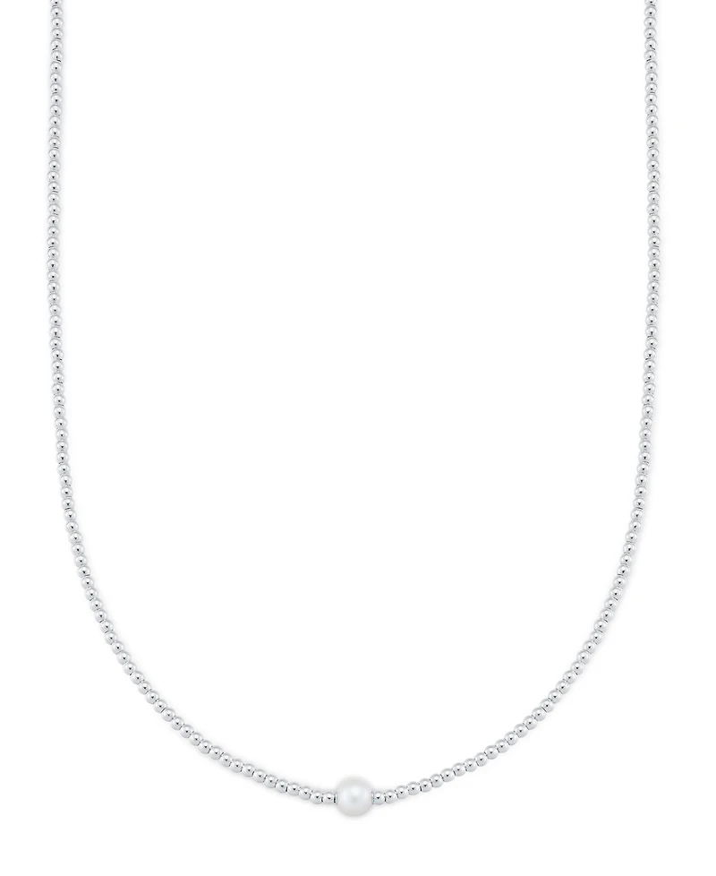 Cultured Freshwater Pearl (8-8.5mm) Stationed Bead Necklace in 14k Gold over Sterling Silver, 18" Made in Italy