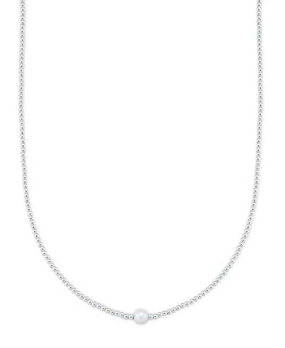 Cultured Freshwater Pearl (8-8.5mm) Stationed Bead Necklace in 14k Gold over Sterling Silver, 18" Made in Italy