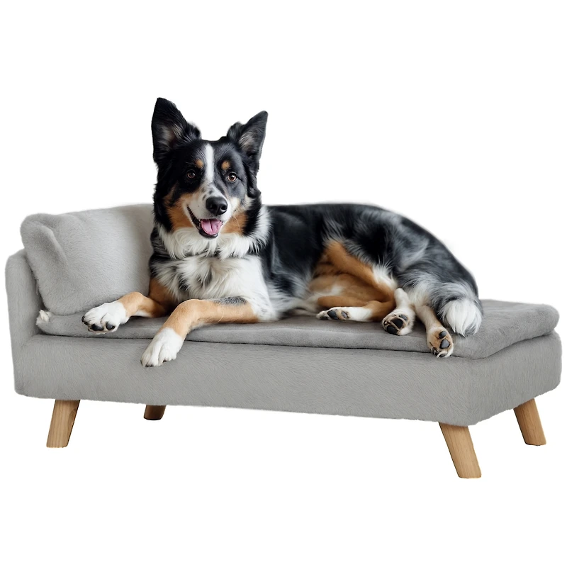 PawHut Dog & Cat Couch with Foam Cushion, Soft Pillow for M Dogs, Light