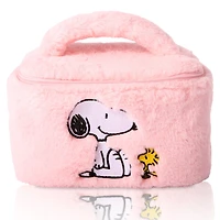 Peanuts Snoopy Fluffy Cosmetic Bag for Travel - Soft Plush Toiletry Makeup Cosmetic Jewelry Pouch