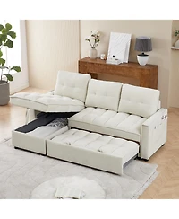 Streamdale Reclining Sofa Bed with Usb, Charging Ports, Storage